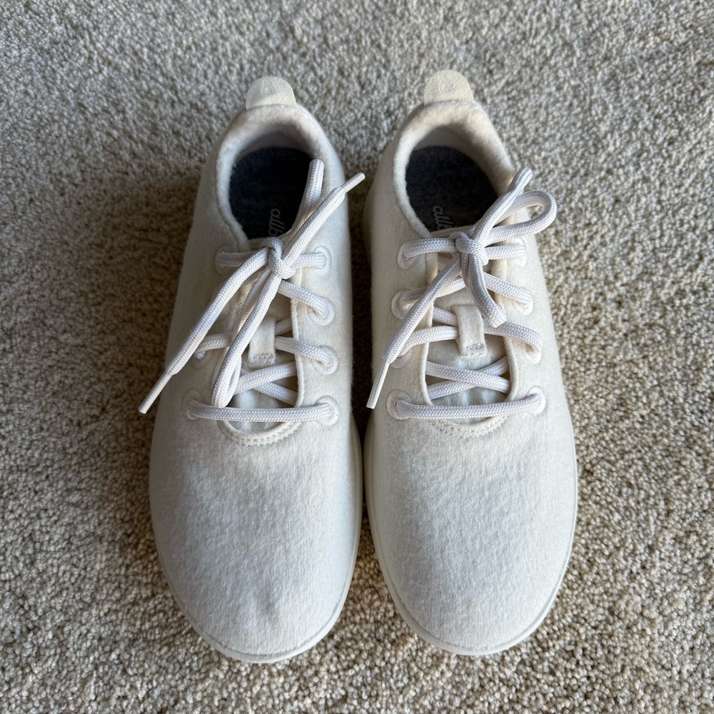 Allbirds Wool Runners White Cream Sneakers Womens W7 Lightweight Lace Up - Picture 5 of 8